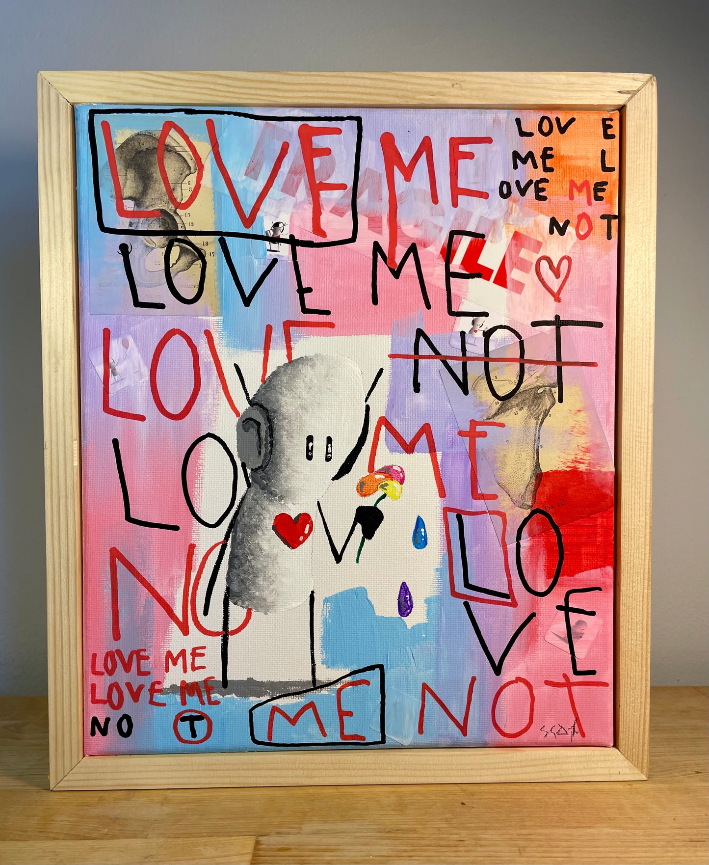 'Love Me' Original Canvas Art 11" x 13" - Tarc The Robot