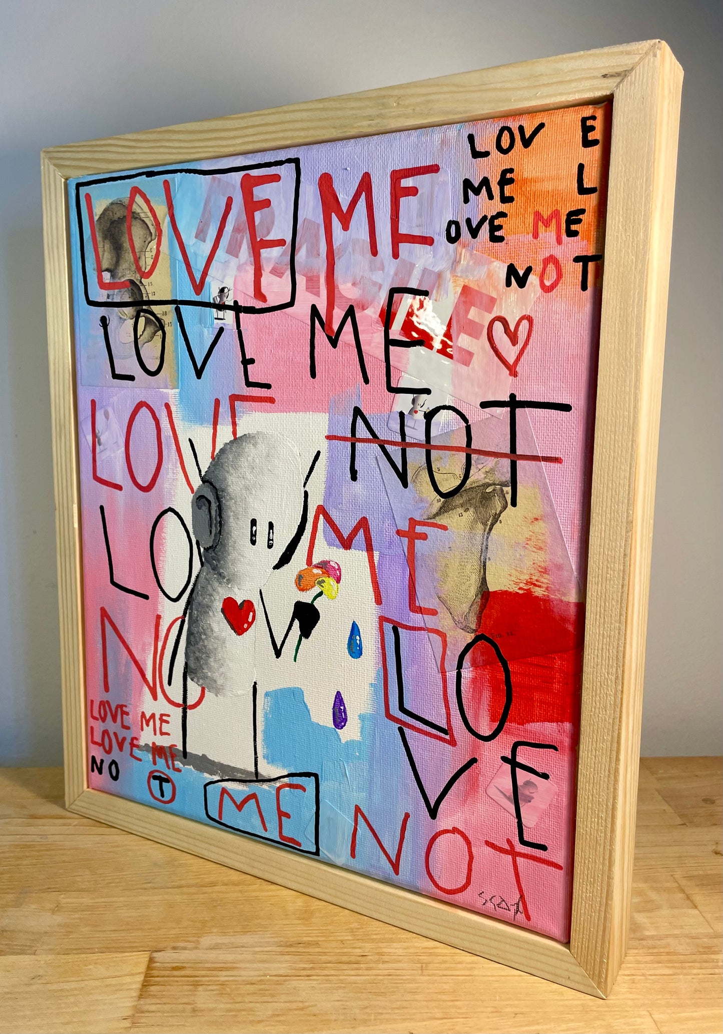'Love Me' Original Canvas Art 11" x 13" - Tarc The Robot