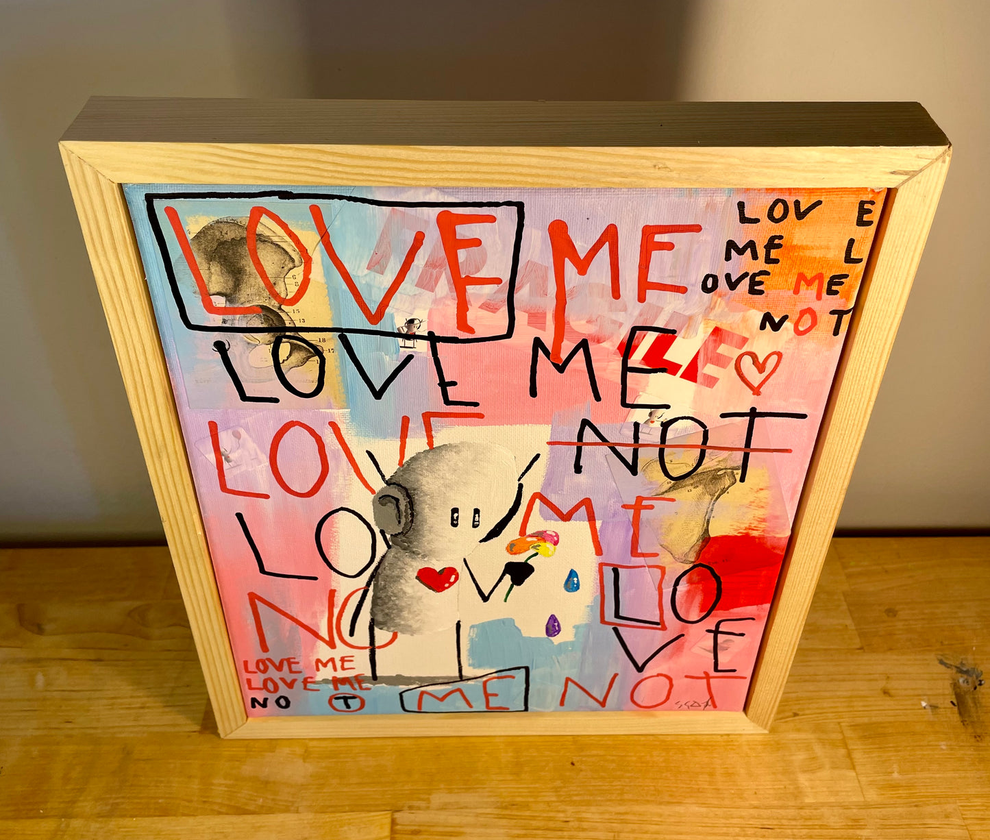 'Love Me' Original Canvas Art 11" x 13" - Tarc The Robot