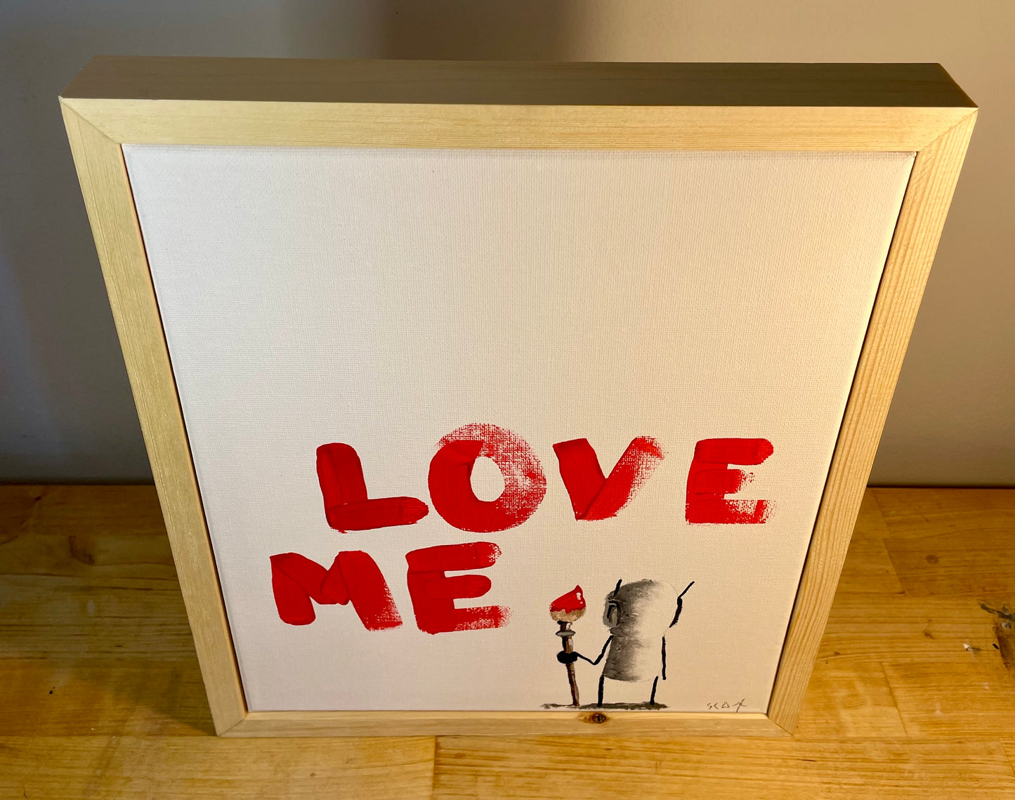 'On The Wall' Original Canvas Art 11" x 13" - Tarc The Robot