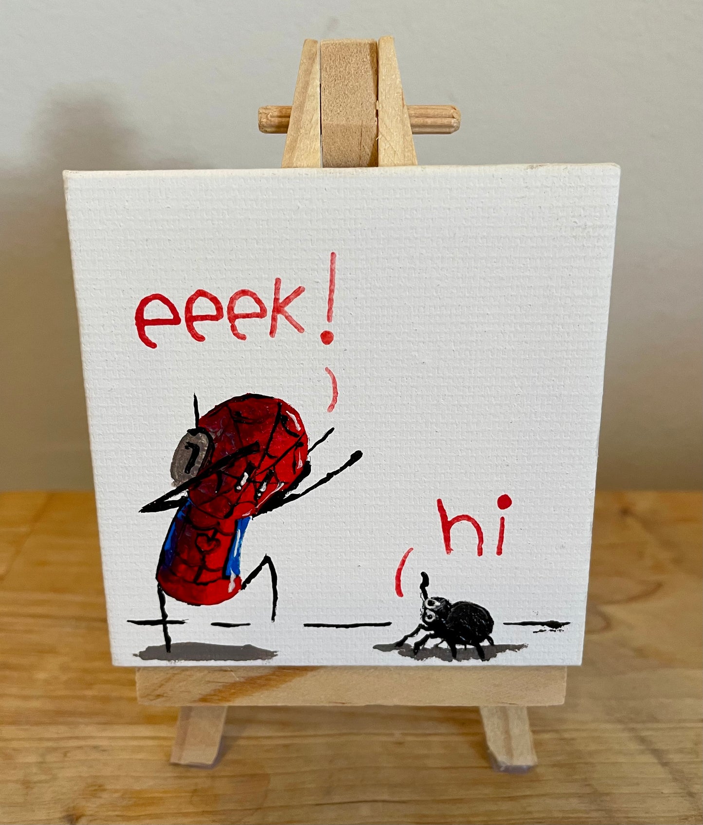 'Not So Superhero' Original Canvas Art 3" x 3" - Tarc The Robot