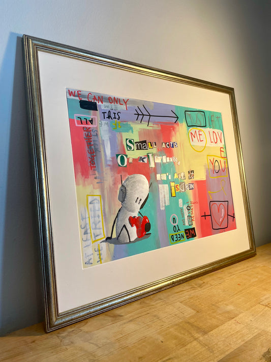 Small Acts Original Framed Art 20" x 17" - Tarc The Robot
