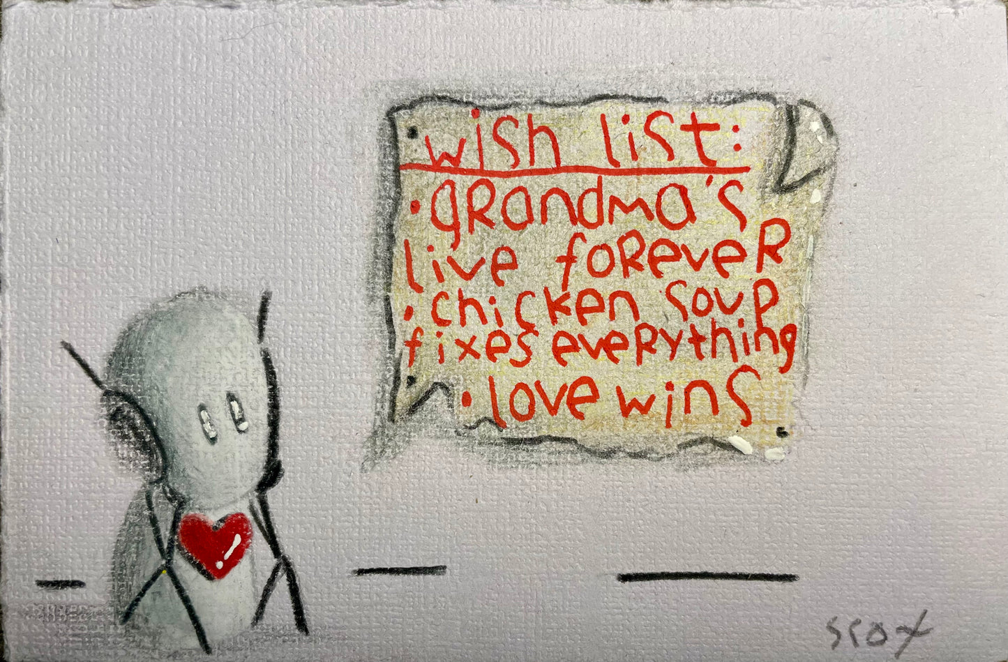 'Wish List' Original 4.5" x 3" - Tarc The Robot