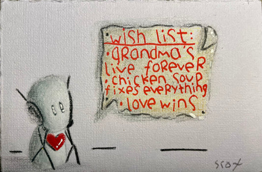 'Wish List' Original 4.5" x 3"
