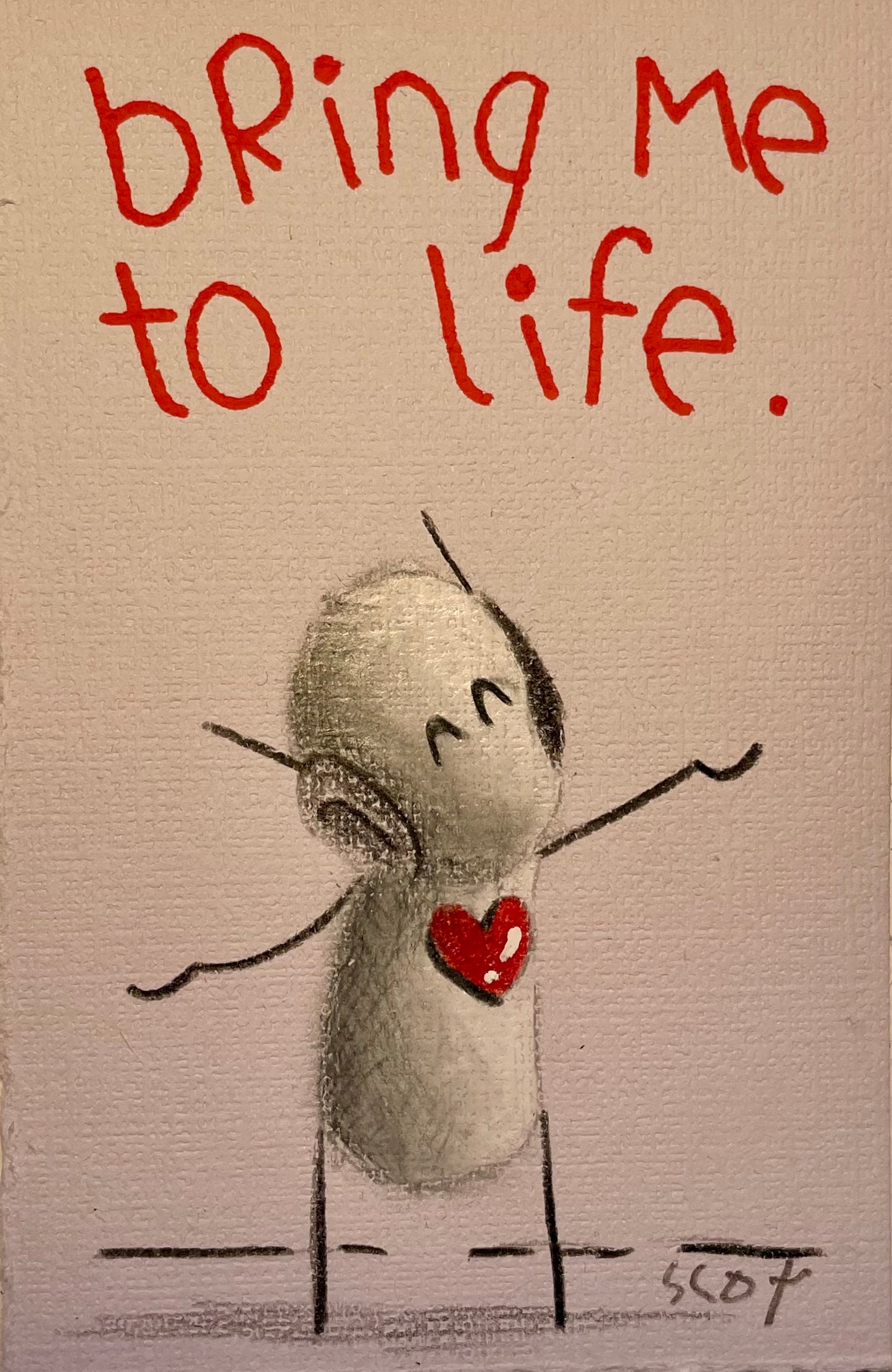 'Bring Me To Life' Original 4.5" x 3" - Tarc The Robot