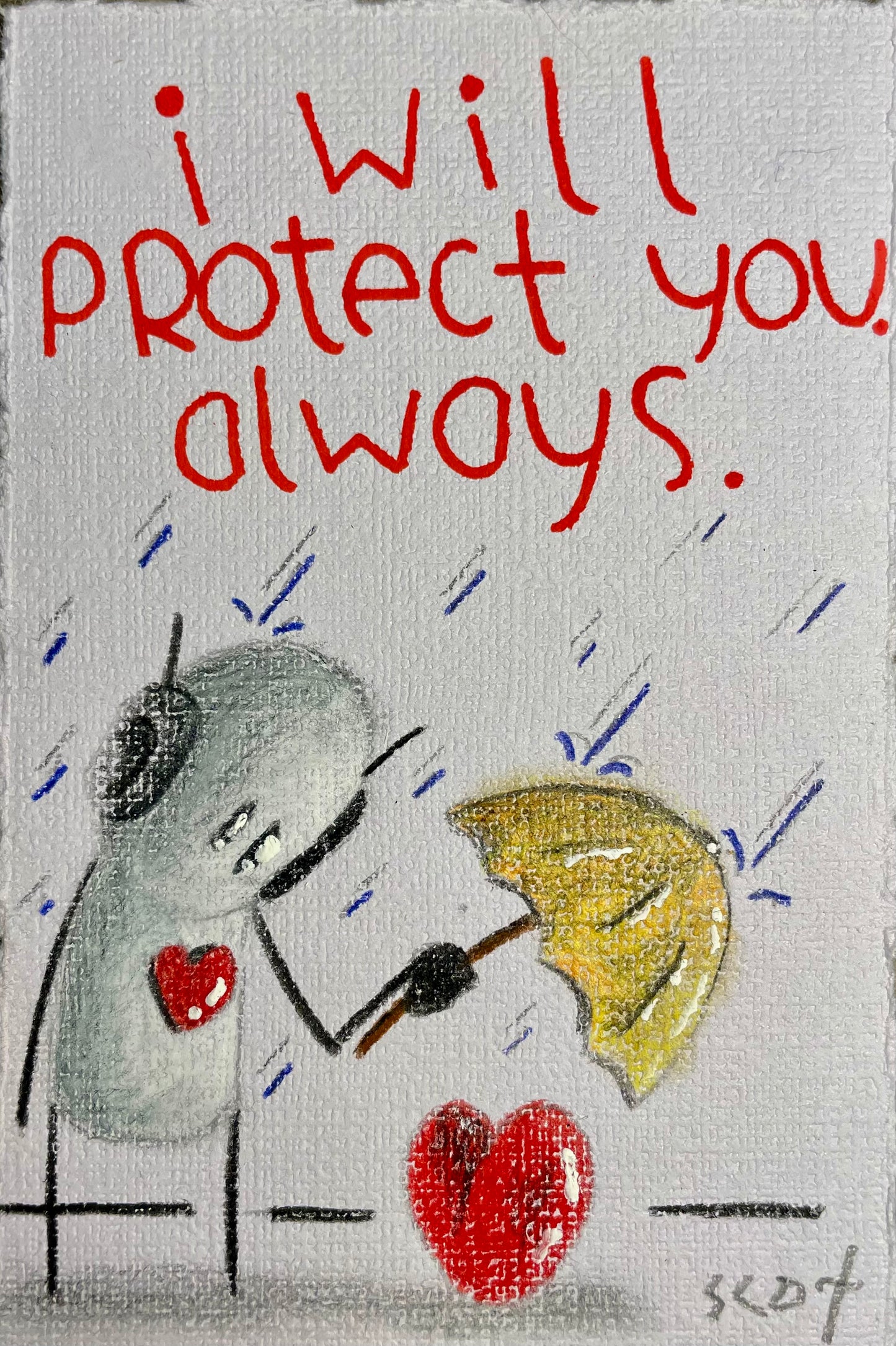 'Protect' Original 4.5" x 3" - Tarc The Robot