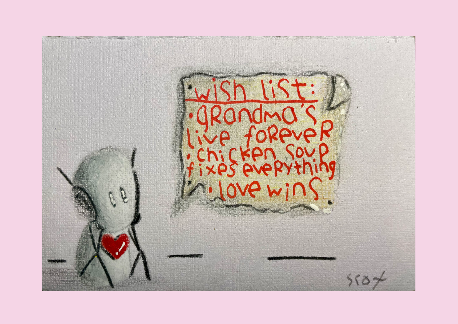 'Wish List' Original 4.5" x 3" - Tarc The Robot