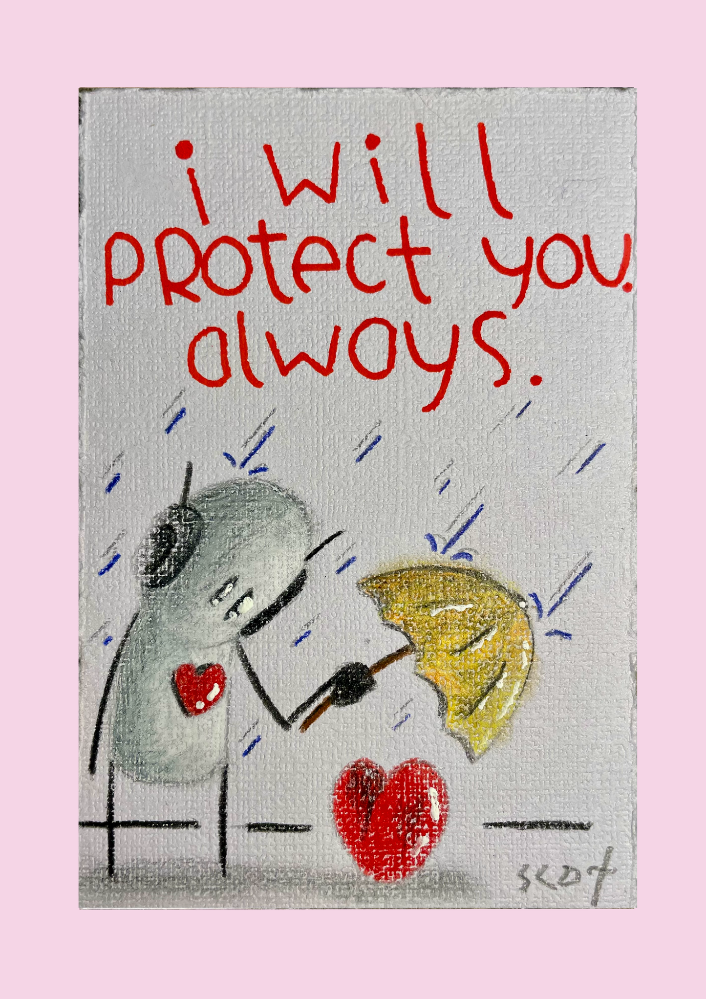'Protect' Original 4.5" x 3" - Tarc The Robot