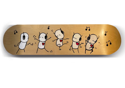 'Heartbeat Bop' Original Art Skateboard Deck 7.87" - Tarc The Robot