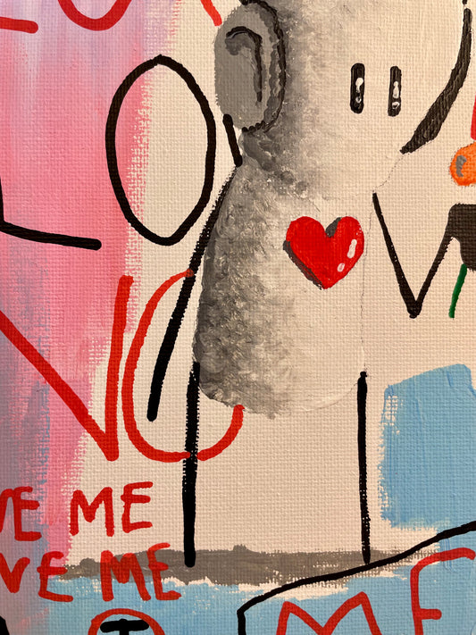 'Love Me' Original Canvas Art 11" x 13" - Tarc The Robot