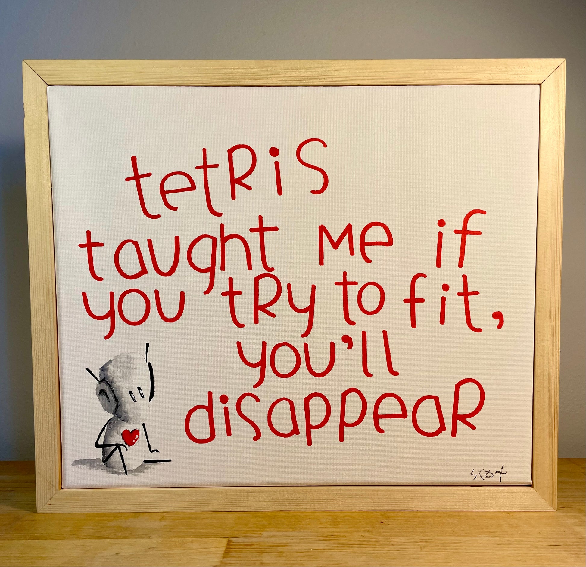 'Tetris' Original Canvas Art 11" x 13" - Tarc The Robot