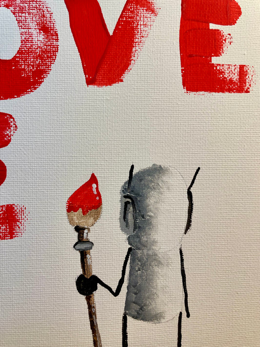 'On The Wall' Original Canvas Art 11" x 13" - Tarc The Robot