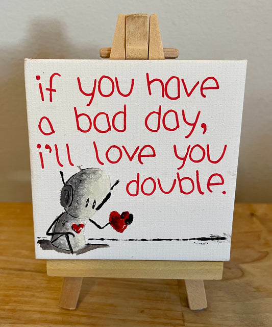 'Double' Original Canvas Art 3" x 3" - Tarc The Robot