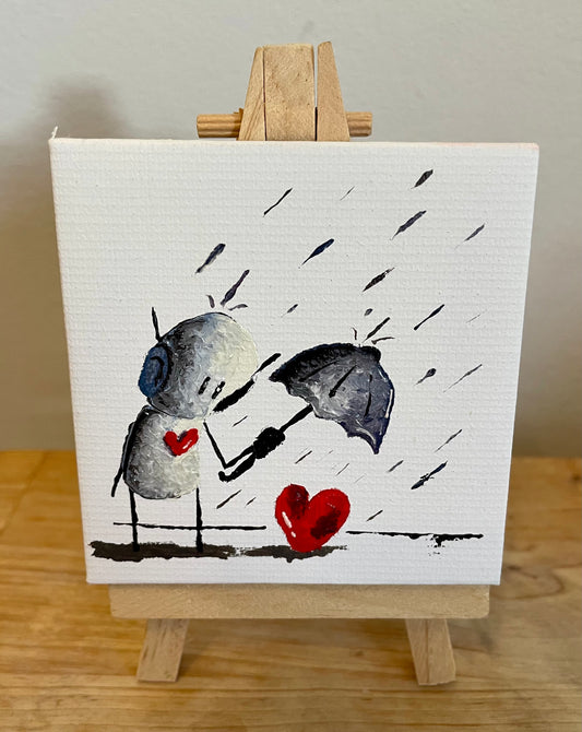 'Protector' Original Canvas Art 3" x 3" - Tarc The Robot