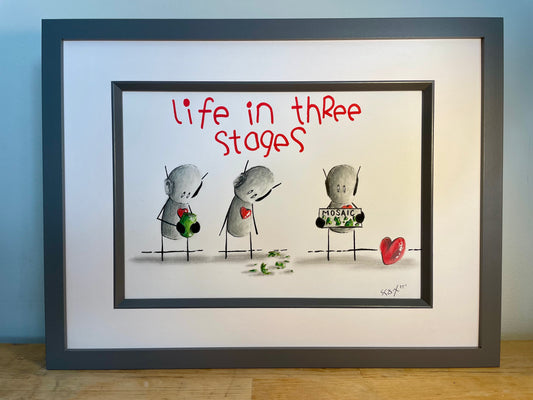 Life In Three Stages Original Framed Art 13" x 17"