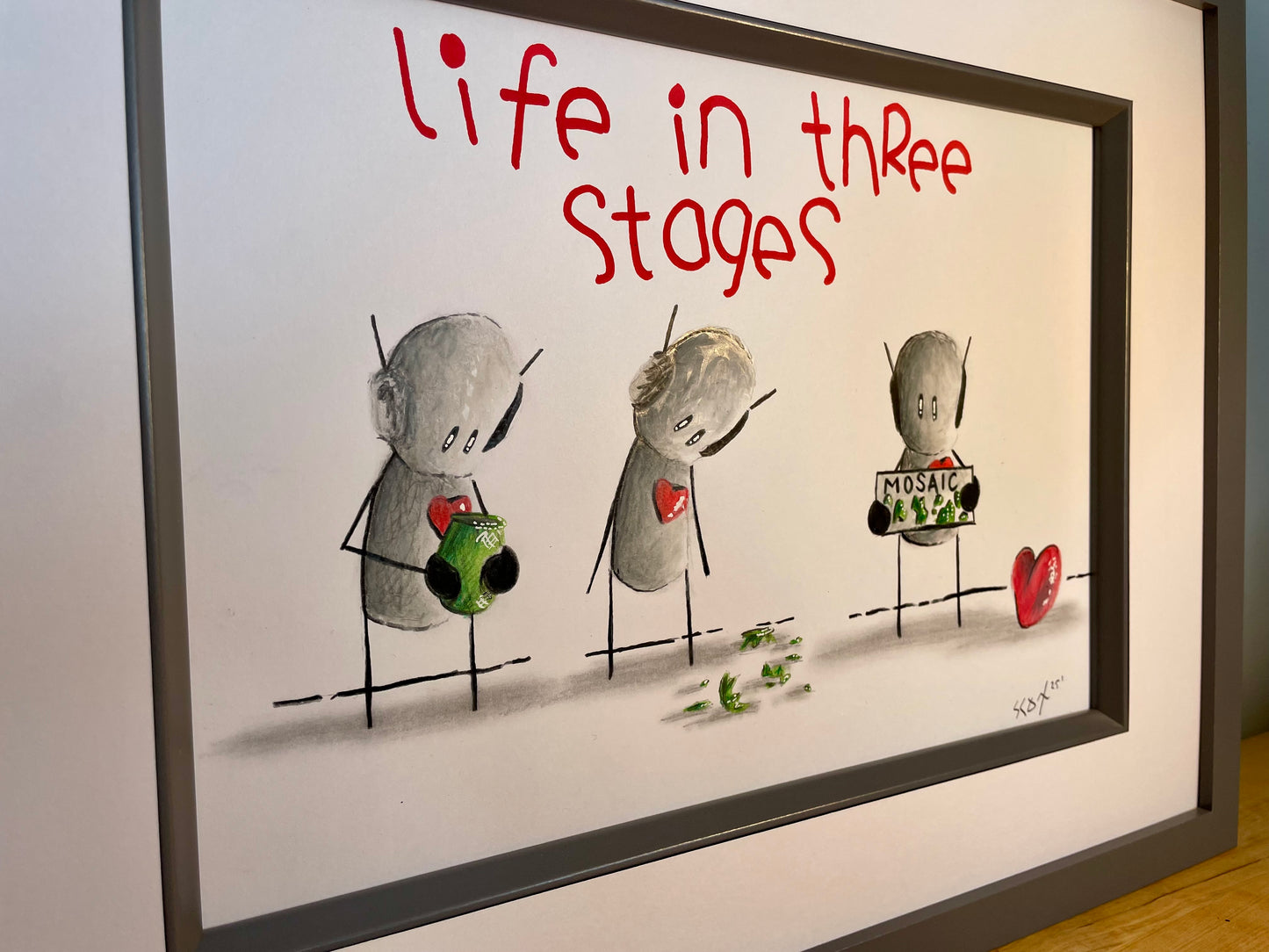 Life In Three Stages Original Framed Art 13" x 17"