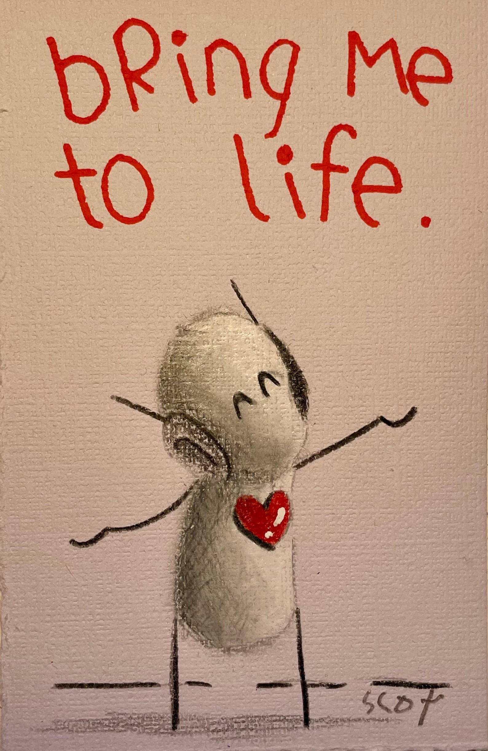 'Bring Me To Life' Original 4.5" x 3" - Tarc The Robot