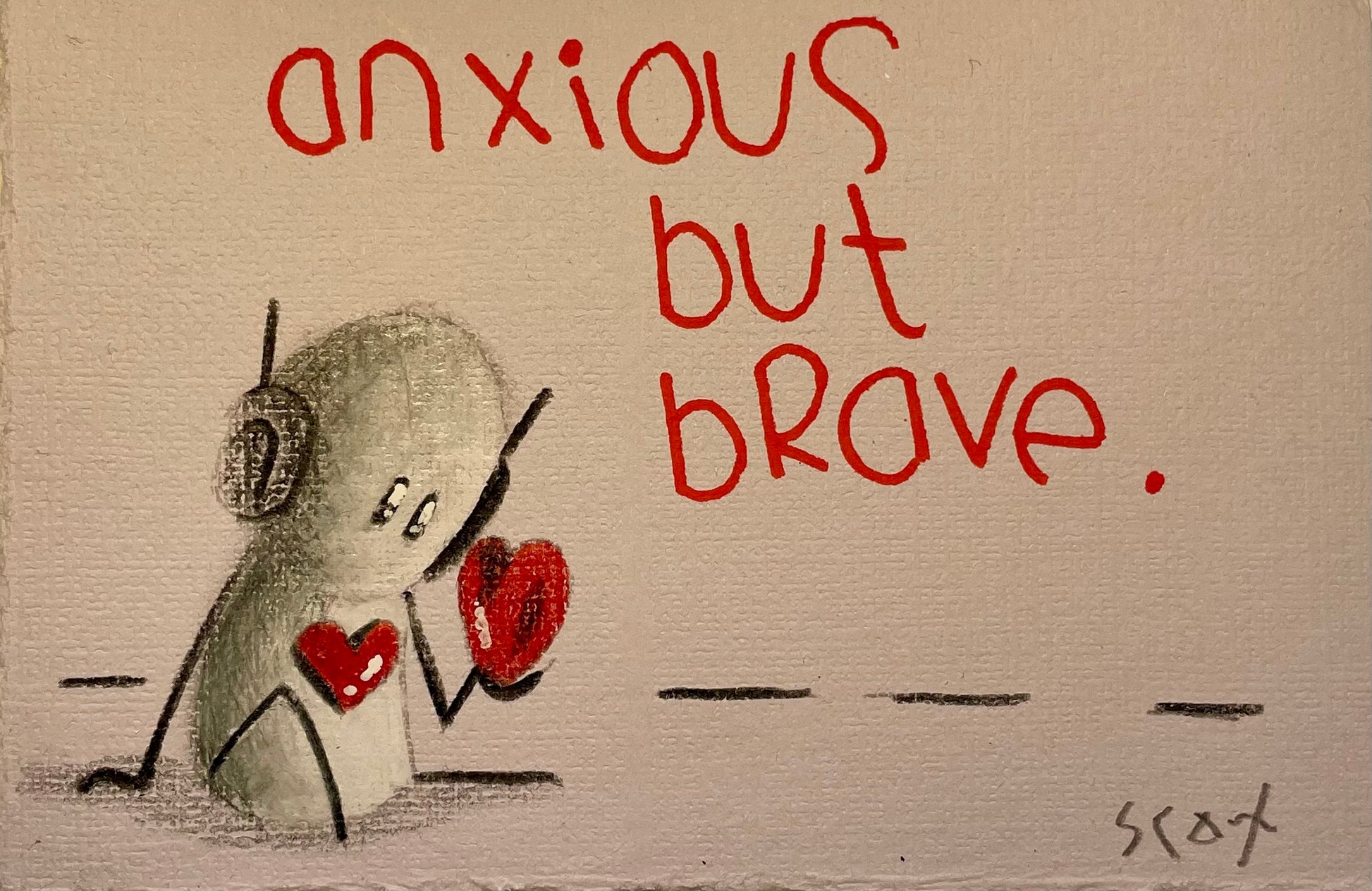 'Anxious...' Original 4.5" x 3" - Tarc The Robot