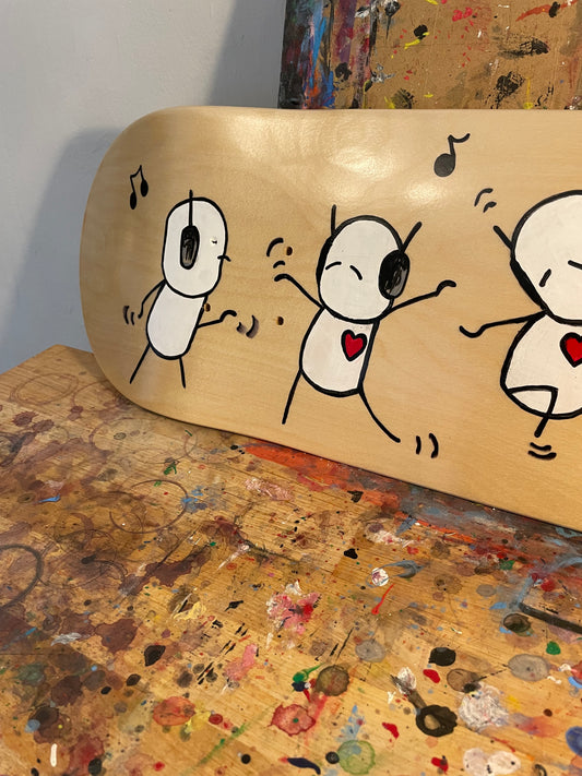 'Heartbeat Bop' Original Art Skateboard Deck 7.87" - Tarc The Robot