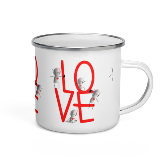 LOVE' Enamel Mug - Ceramic Mug | Tarc The Robot